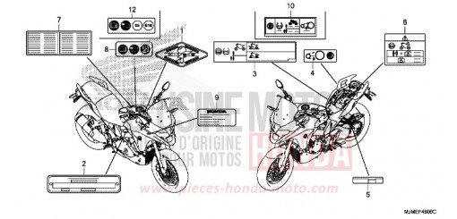 ETIQUETTE DE PRECAUTIONS VFR800XF de 2015